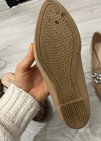 Bej Deri Stiletto Topuklu Kadın Babet - Görsel 4