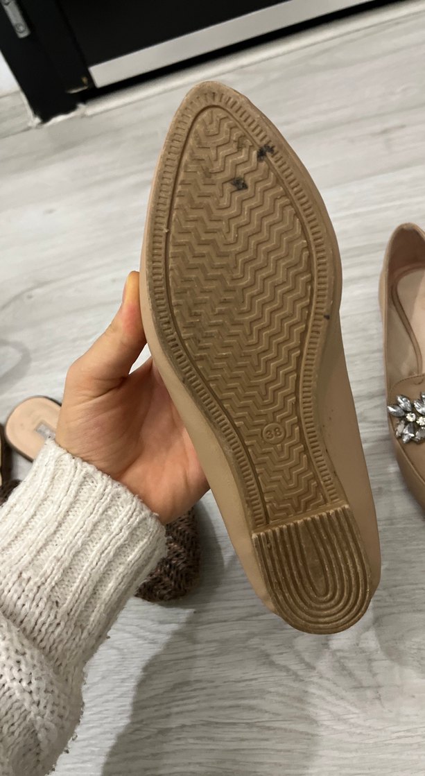 Bej Deri Stiletto Topuklu Kadın Babet - Görsel 4