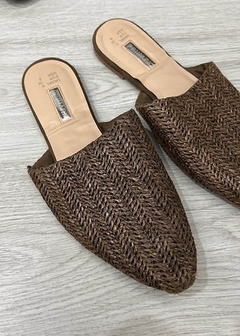 Kahverengi Örgü Detaylı Kadın Terlik - Görsel 2