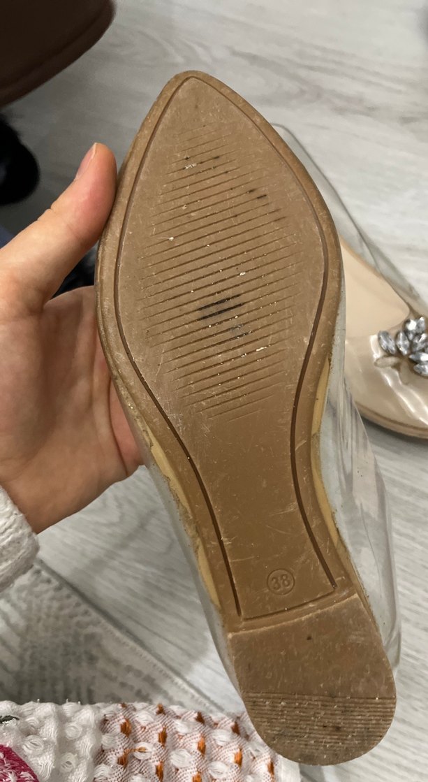 Bej Parlak Taşlı Stiletto Kadın Ayakkabı - Görsel 4