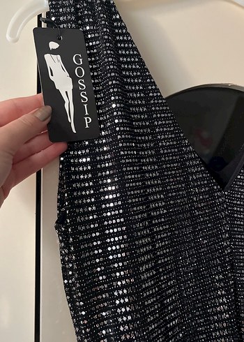 Siyah Yılan Desenli Midi V Yaka Elbise - Görsel 4