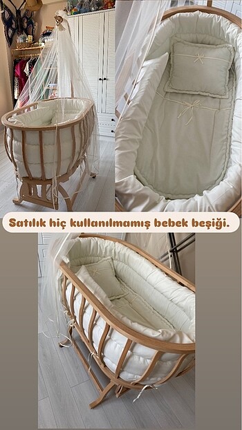 E bebek ahşap beşik