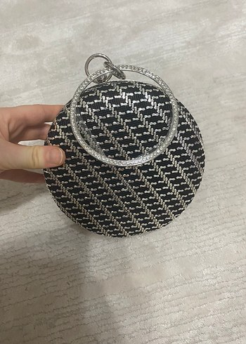 Zincir Detaylı Gri Kadın Portföy abiye Çanta
