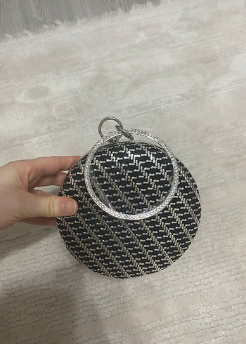 Zara Zincir Detaylı Gri Kadın Portföy abiye Çanta