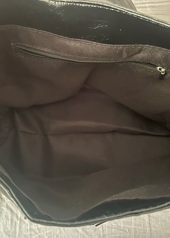 Sheinside Siyah Deri Kemerli Gotik Kadın Çanta