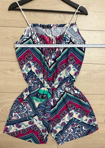 Etnik desen şortlu tulum - Görsel 3