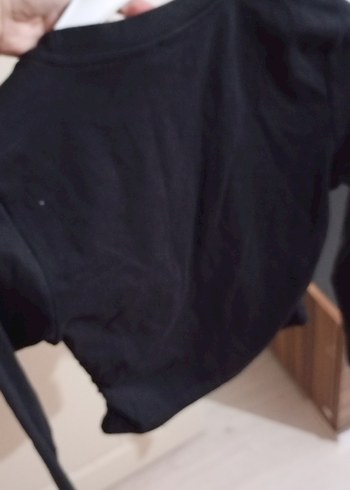 l Beden siyah Renk Siyah Kadın Uzun Kollu Crop Top