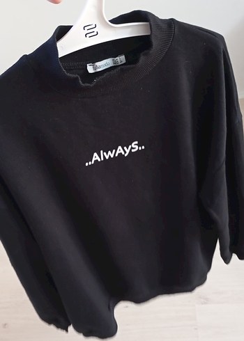 Siyah Rahat Kesim Kadın Sweatshirt - Görsel 3