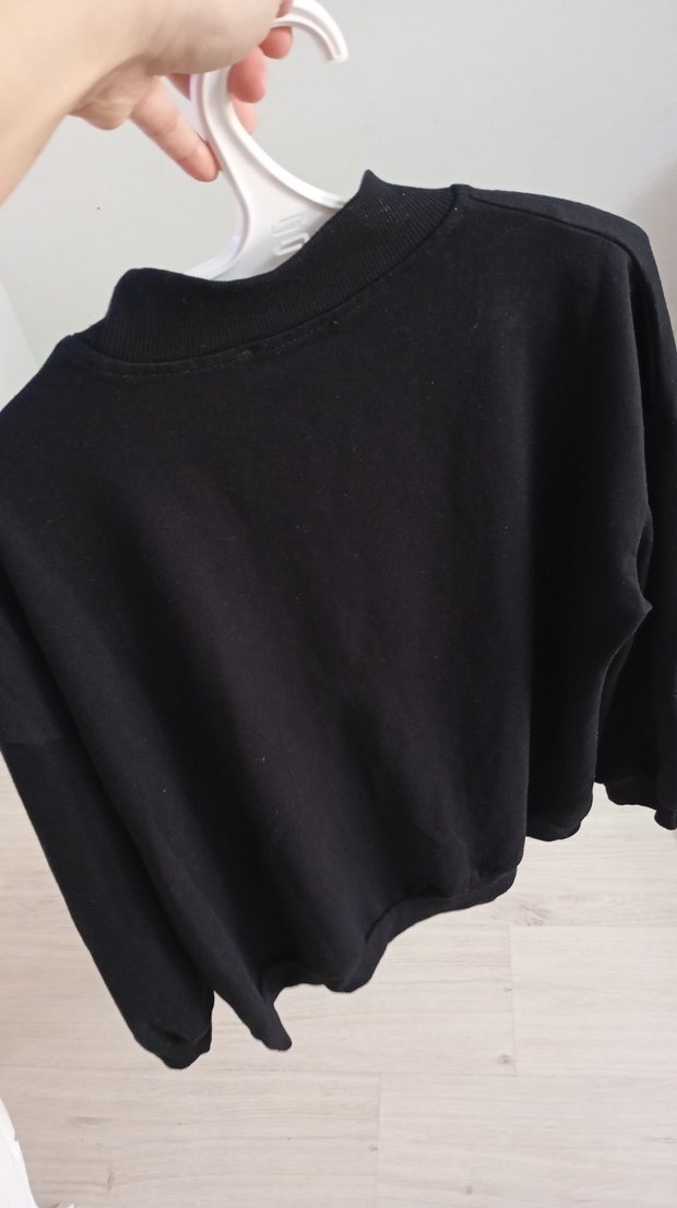 Siyah Rahat Kesim Kadın Sweatshirt - Görsel 2