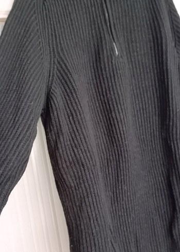 Siyah Yünlü Yüksek Yakalı Kadın Kazak - Görsel 5