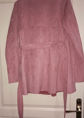 Pembe Süet Kadın Midi Kaban - Görsel 5