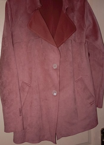 Pembe Süet Kadın Midi Kaban - Görsel 2