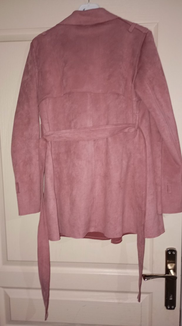 Pembe Süet Kadın Midi Kaban - Görsel 5