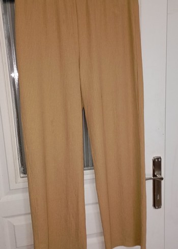 Bej Parlak Düz pantolan - Görsel 2