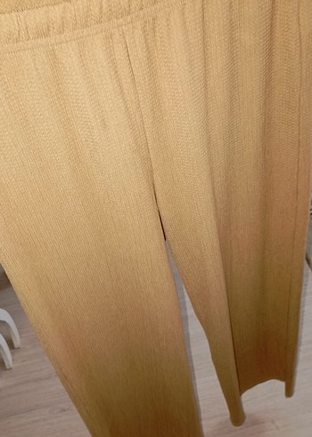 Bej Parlak Düz pantolan - Görsel 3