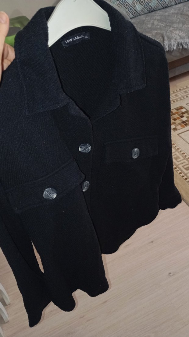 Düğmeli Siyah Kadın Midi Ceket - Görsel 3