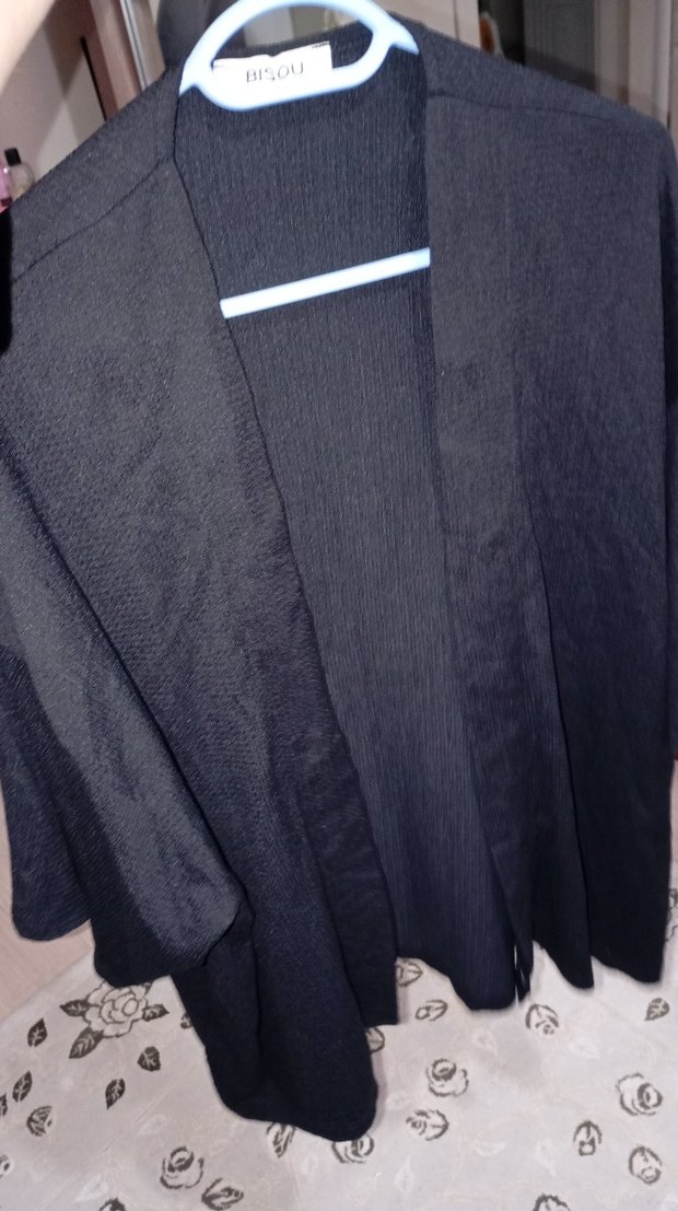 Siyah Midi Kadın Salaş Hırka - Görsel 4