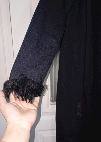 Siyah Uzun Kadın Kaban - Kürklü Detaylı - Görsel 3