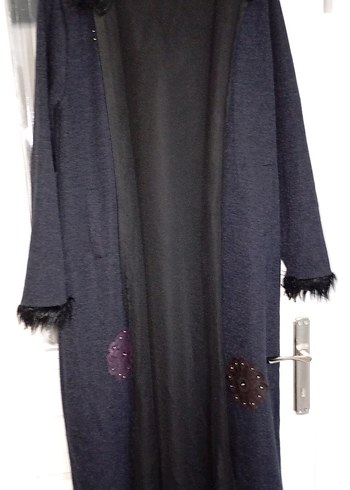 Siyah Uzun Kadın Kaban - Kürklü Detaylı - Görsel 7