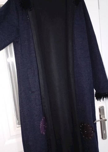 Siyah Uzun Kadın Kaban - Kürklü Detaylı - Görsel 2