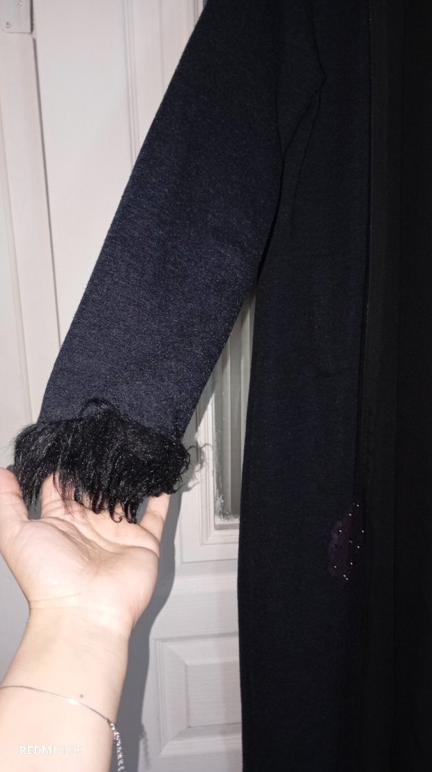 Siyah Uzun Kadın Kaban - Kürklü Detaylı - Görsel 3