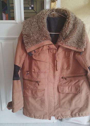 Peluş Detaylı taba Kadın Ceket