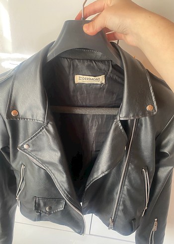 Derimod Derimont Siyah Deri Biker Ceket
