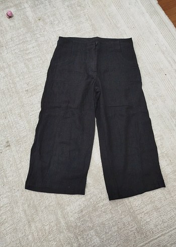 siyahKeten Mini Rahat Kesim Kadın Pantolon - Görsel 2