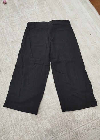 siyahKeten Mini Rahat Kesim Kadın Pantolon - Görsel 3