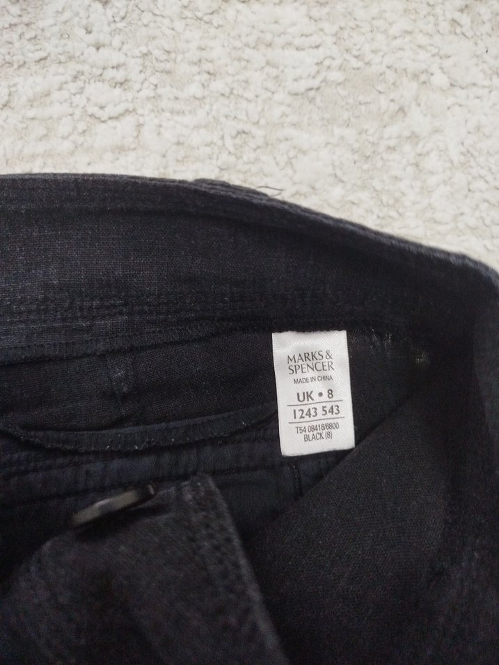 siyahKeten Mini Rahat Kesim Kadın Pantolon - Görsel 4