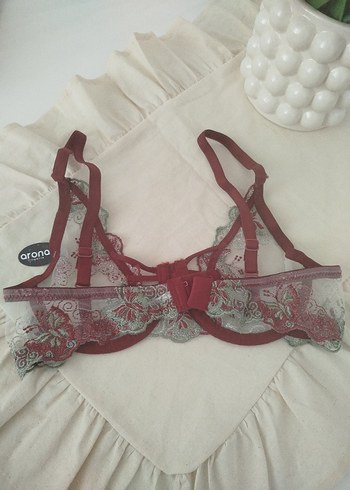 Bordo Nakışlı Bohem Vintage Sütyen - Görsel 3