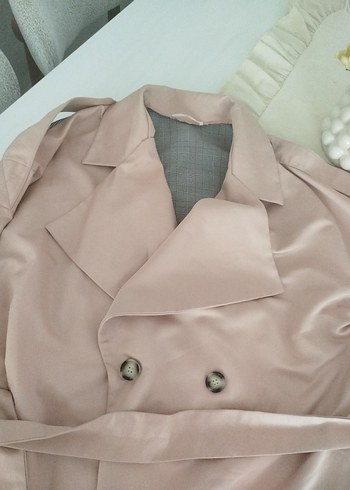 Pembe Mini Kadın Trençkot - Görsel 4