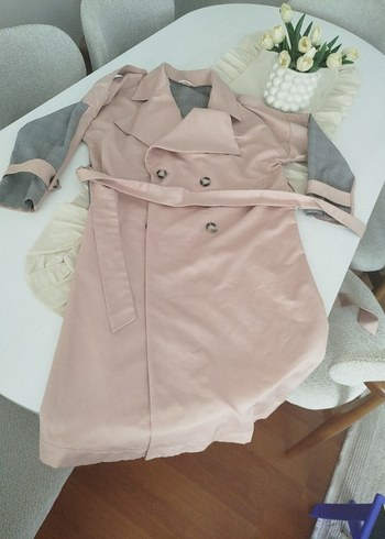 Pembe Mini Kadın Trençkot - Görsel 3