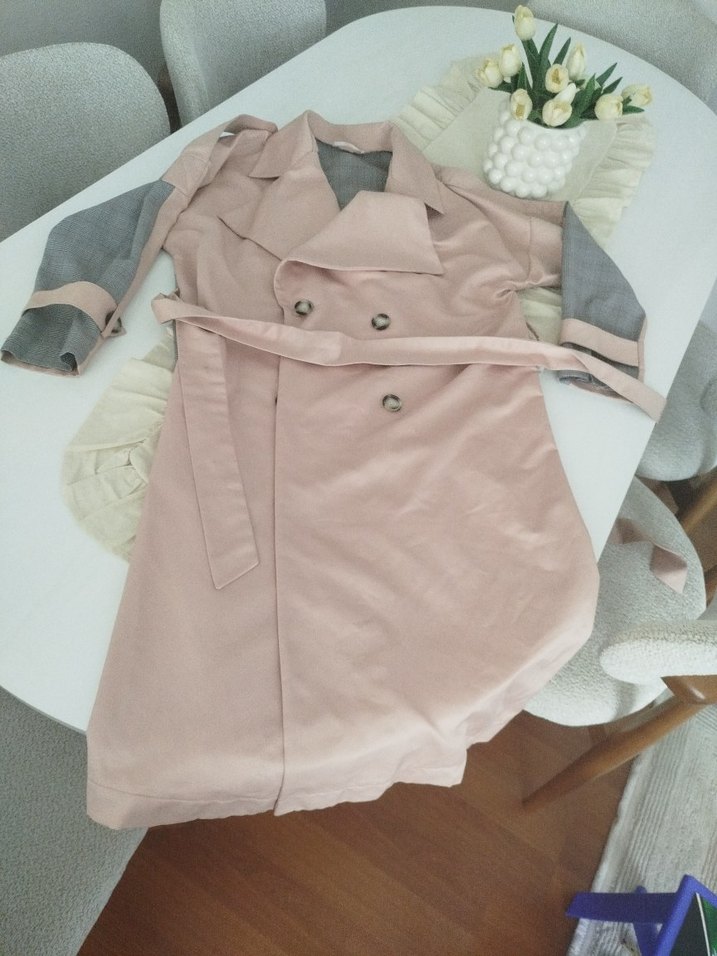 Pembe Mini Kadın Trençkot - Görsel 3