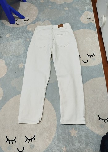 Beyaz Rahat KesimKadın Kot Pantolon - Görsel 4