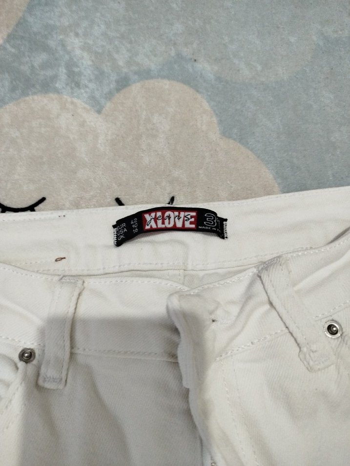 Beyaz Rahat KesimKadın Kot Pantolon - Görsel 3