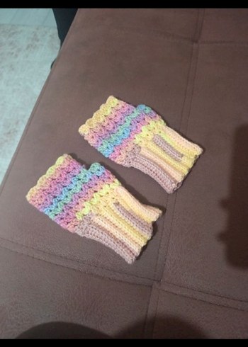 Pastel Renkli Örgü Bohem Kadın Eldiveni - Görsel 2