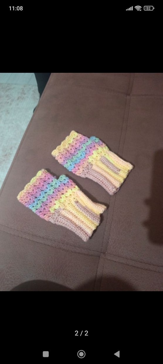 Pastel Renkli Örgü Bohem Kadın Eldiveni - Görsel 2