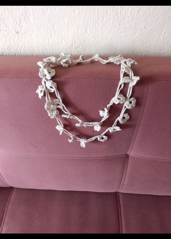 Kadın Çiçekli skinny atkı - Görsel 2