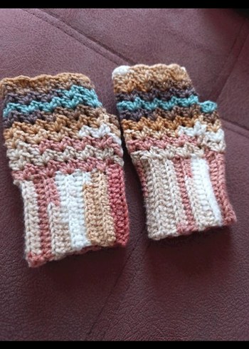 Bohem Örgü Kadın Eldiveni Pastel Renkli - Görsel 2