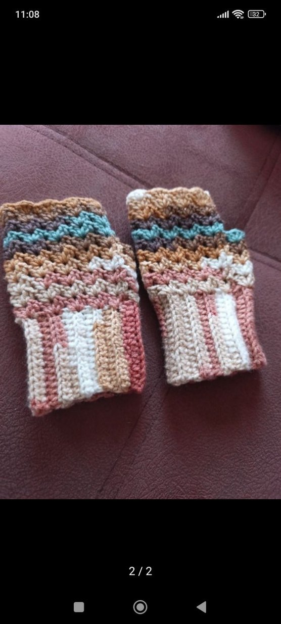 Bohem Örgü Kadın Eldiveni Pastel Renkli - Görsel 2