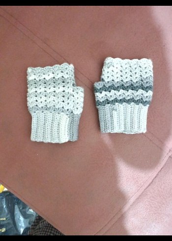 Gri Örgü Bohem Kadın Eldiveni - Görsel 2