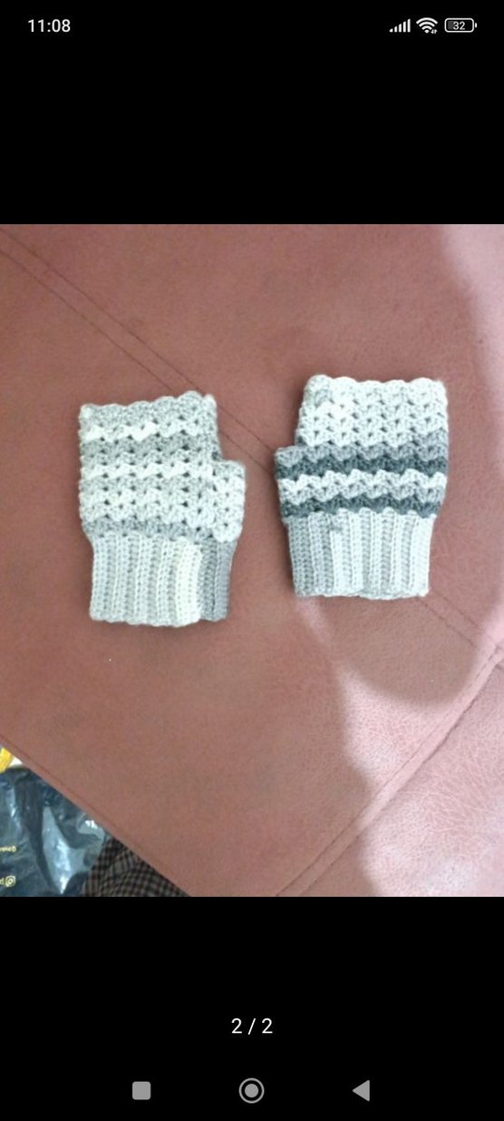 Gri Örgü Bohem Kadın Eldiveni - Görsel 2