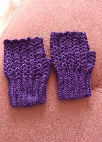 Mor Örgü Parmaksız Kadın Eldiveni - Görsel 2