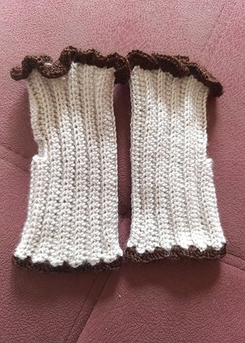 Bohem Kahverengi Örgü Kadın Eldiveni - Görsel 2