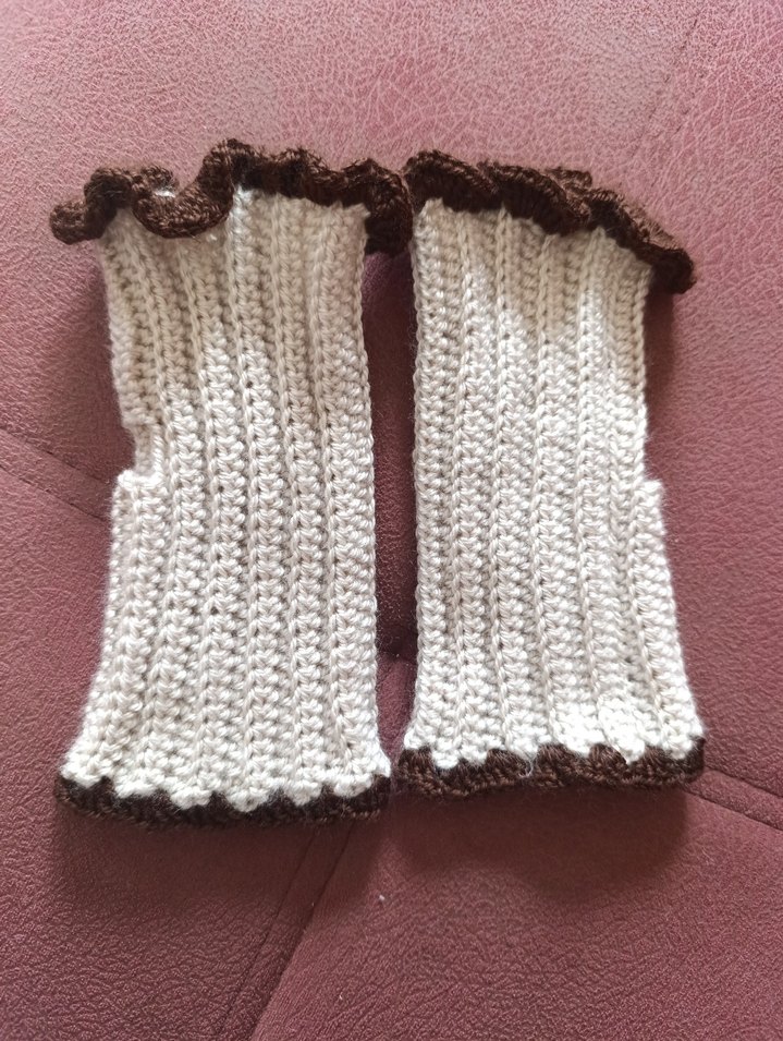 Bohem Kahverengi Örgü Kadın Eldiveni - Görsel 2