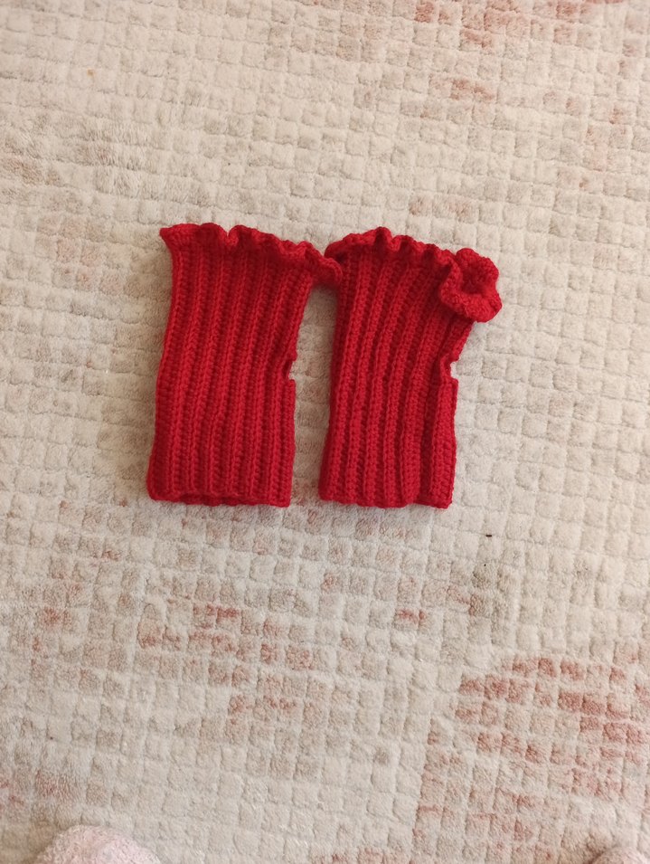 Kırmızı Örgü Kadın Eldiven - Görsel 2