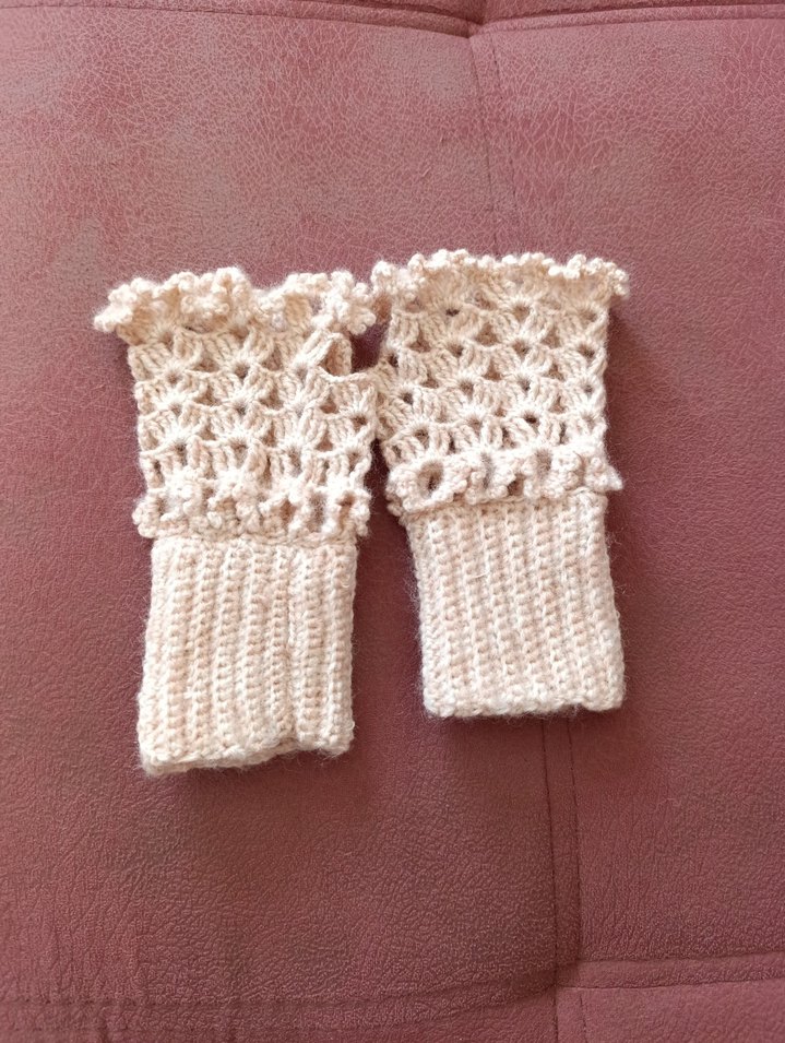 Bej Örgü Bohem Kadın Eldiveni - Görsel 2