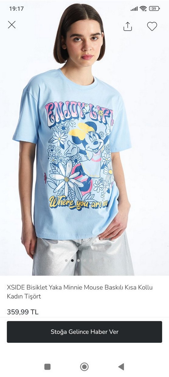 XSIDE Minnie Mouse Baskılı Kısa Kollu Kadın Tişört - Görsel 2