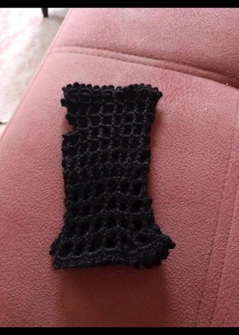 Dantel Detaylı Siyah Örgü Gotik Eldiven - Görsel 2